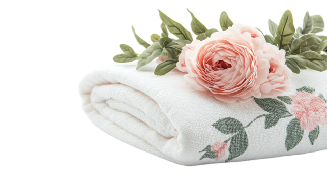 • A custom printed hand towel with a Mother’s Day greeting, isolated on white background in HD 