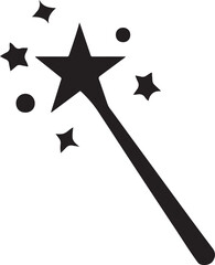 Magic wand silhouette vector for fantasy, magic, fairy tale, and creative graphic illustrations.
