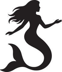Mermaid silhouette vector for fantasy, mythical creature, ocean, and creative graphic illustrations.