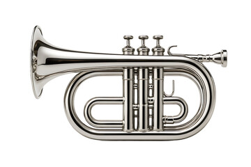 Naklejka premium Silver Trumpet Musical Instrument Isolated on Transparent Background
