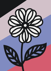 Botanical flower drawing with hand-drawn texture, suitable for eco-friendly and natural product packaging