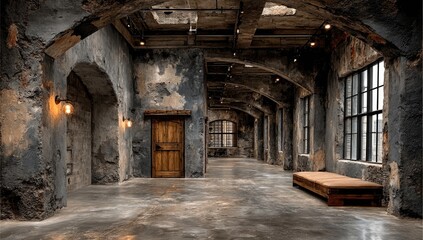 Industrial interior hallway