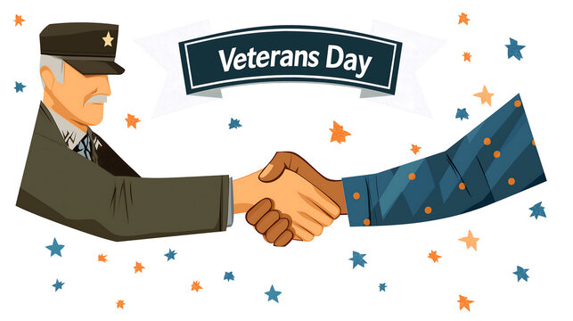 Veterans day handshake honoring military service and gratitude image