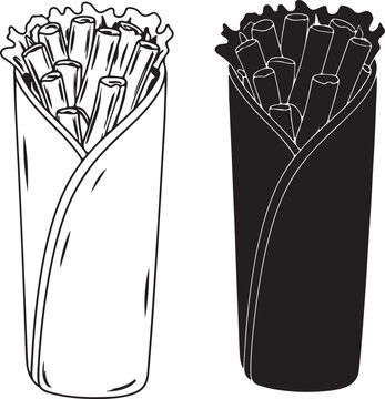 black and white wrap food clip art preview