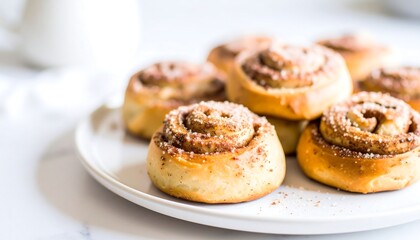 Freshly baked cinnamon rolls on a plate