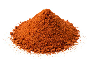 Close-up of a vibrant orange spice powder piled into a neat mound on a black background with