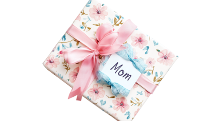 • A decorative photo album with a "Mom" inscription for Mother’s Day, isolated on white background in HD 