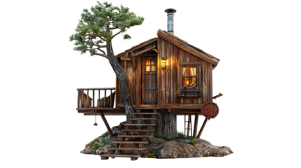 PNG a small tree house on top of a tree on a transparent background