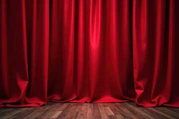 Fototapeta premium Deep crimson velvet curtain backdrop, rich texture , red, design, luxury