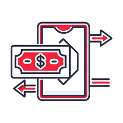 Bank Transfer Digital Payment and Money Transaction Icon