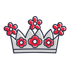 Birthday Crown with Flowers Icon for Celebration and Party