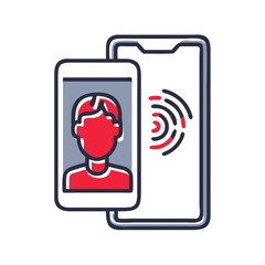 Biometric Authentication Icon with Face Recognition Security