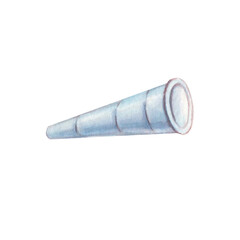 Blue spyglass in pastel colors on a white background. Isolated watercolor illustration, hand drawn, for decoration in the marine style of postcards, banners, prints and room decor in a nautical style