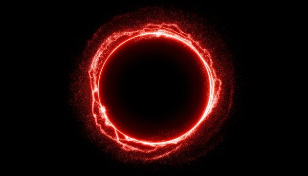 red abstract circle plasma lightning particle effect ring with swirling glow particles visual effect layer overlay generative ai