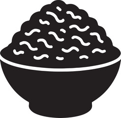 Minced beef in bowl silhouette vector icon. Meat food illustration perfect for restaurant, cooking, logo, and design.