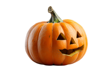 Carved orange pumpkin with triangular eyes and jagged mouth