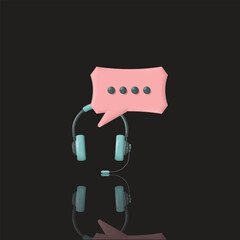 live chat service, customer service, headset and chat bubbles, suitable for applications, websites, businesses, and etc