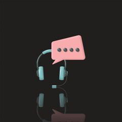 live chat service, customer service, headset and chat bubbles, suitable for applications, websites, businesses, and etc