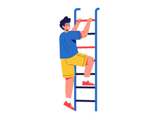 Ascending to Excellence: A dynamic illustration portrays a man climbing a ladder, symbolizing progress and ambition