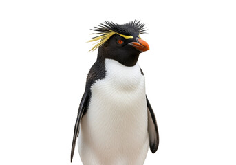 Fototapeta premium Colorful and Elegant species of penguin with striking yellow crest on black background
