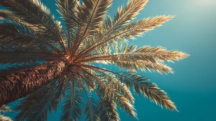 Palm leaves swaying gently in tropical breeze