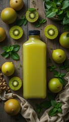 A Bottle of Fresh Kiwi and Lime Juice