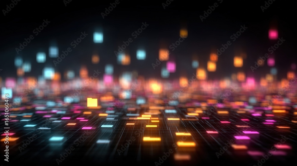 Poster abstract network grid with files and folders, futuristic software interface, digital document manage