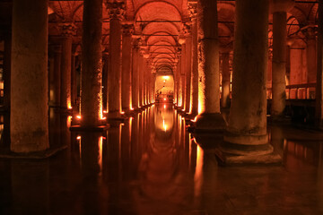 Mysterious Underground Cistern with Illuminated Columns