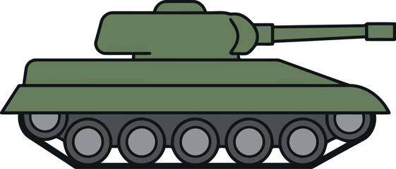 Green military tank illustration