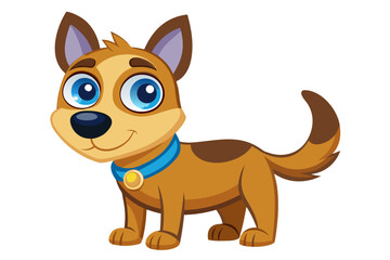 Funny cartoon illustration of a detective dog wearing a green coat and brown hat, holding a magnifying glass over one eye with a curious expression.