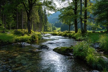 Obraz premium Serene mountain stream