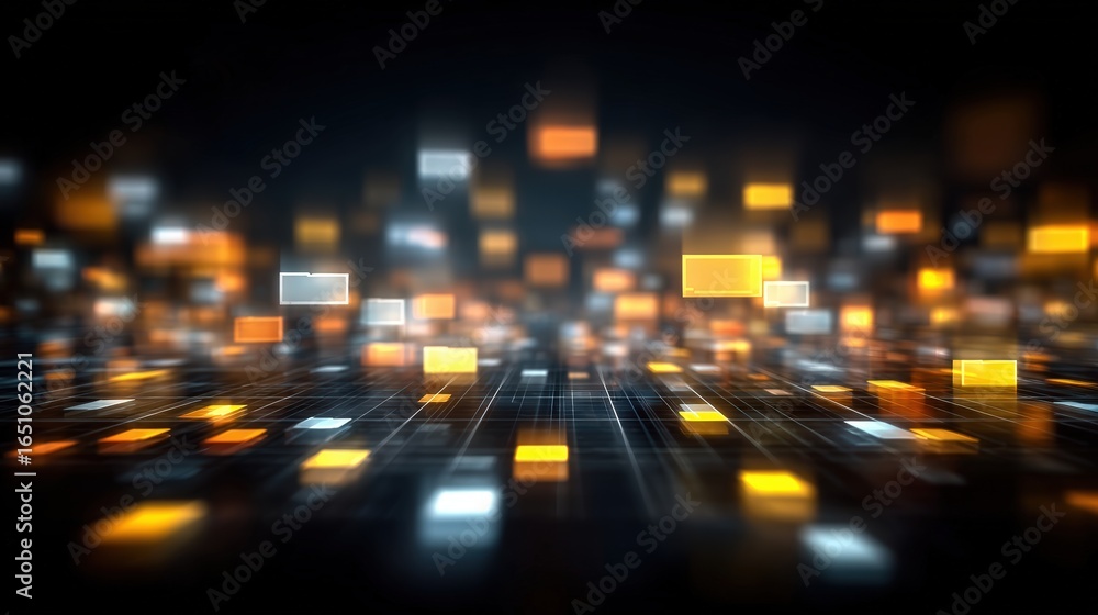 Poster abstract network grid with files and folders, futuristic software interface, digital document manage