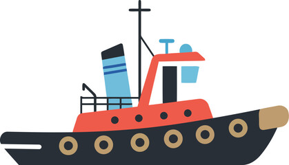 Obraz premium Cartoon tugboat illustration