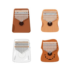 Set of Four Wooden Kalimbas Musical Instrument Illustration