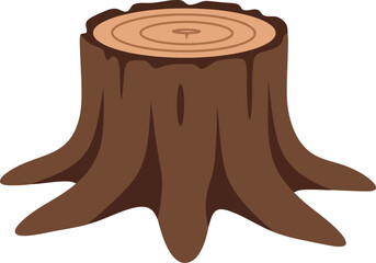 Rustic tree stump isolated on white background