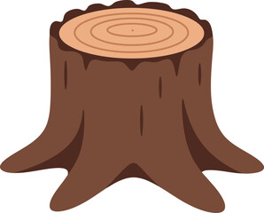 Cartoon tree stump isolated on white background