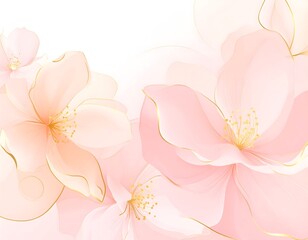 Fototapeta premium Soft Pink Flowers With Delicate Golden Accents Create a Serene Atmosphere in Floral Design