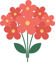 Vibrant coral flower bouquet flat design illustration