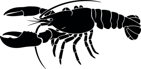 Black lobster silhouette seafood marine life