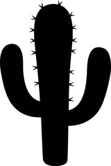 Black saguaro cactus silhouette isolated on white