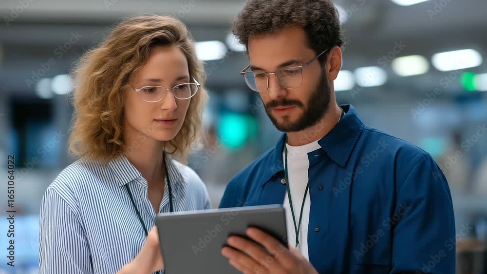 Poster team of young engineers evaluating ai software in a cutting-edge research lab.