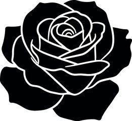 Elegant black rose silhouette romantic floral design