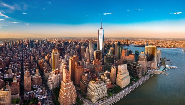 aerial cityscape of new york city with green park in the center high rise buildings and urban architecture view from above drone photography bird s eye view
