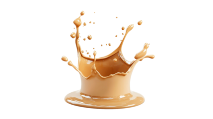 PNG a splash of chocolate and milk in a glass black background on a transparent background