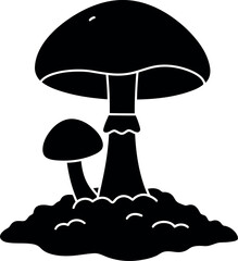 Mushroom silhouette forest floor duo