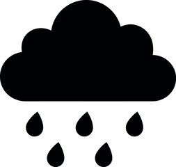 Black cloud with raindrops icon