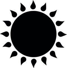 Black sun icon silhouette simple vector graphic