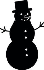Black snowman silhouette winter holiday icon