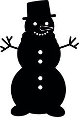 Black snowman silhouette with top hat
