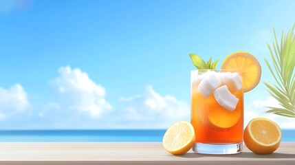 Obraz premium Refreshing Summer Drink with Citrus and Coconut